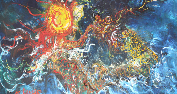 제목이 "Sea Dragon"인 미술작품 Lia Nursalim로, 원작, 기름