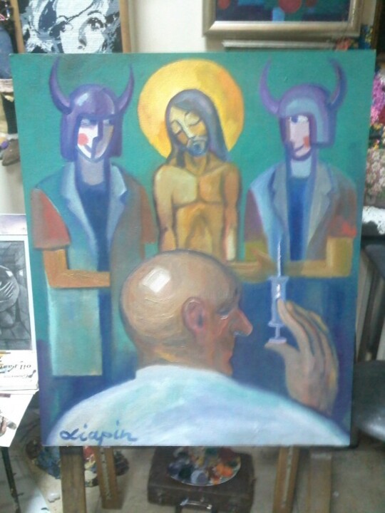 Картина под названием "Христос у Психиатра" - Liap-In-Art, Подлинное произведение искусства