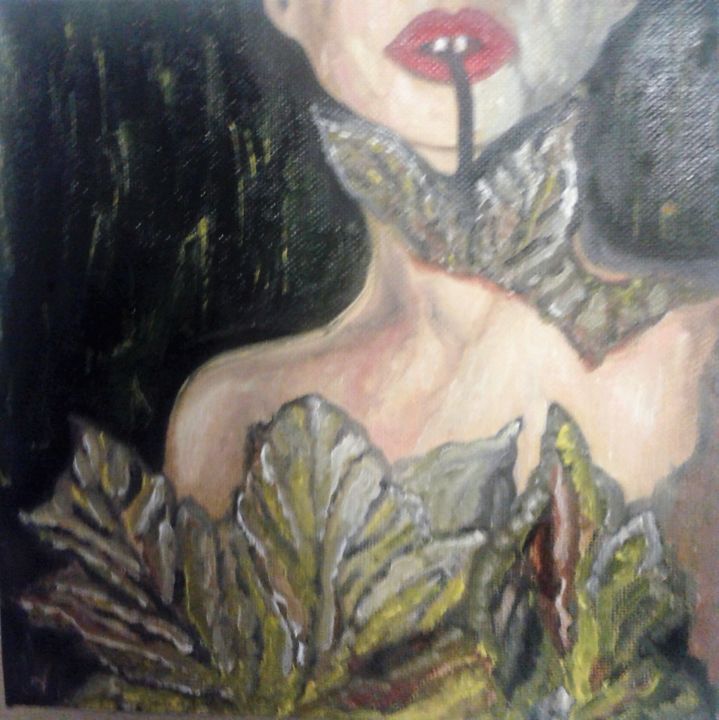 Painting titled "Camuflagem" by Amélia M Henriques, Original Artwork, Oil Mounted on Wood Panel