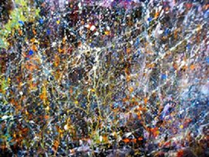 제목이 "Céu estrelado 1"인 미술작품 Amélia M Henriques로, 원작, 기름 목재 패널에 장착됨