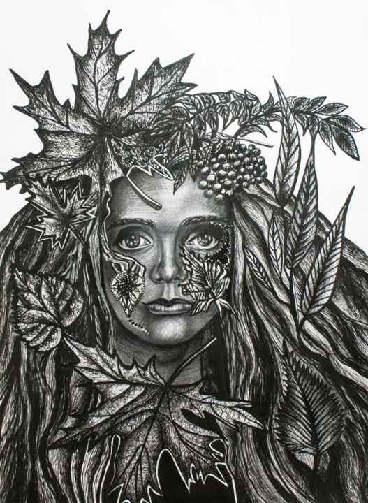 Drawing titled "Metamorphosis: fall" by Yulia Bukharovskaya, Original Artwork, Pencil