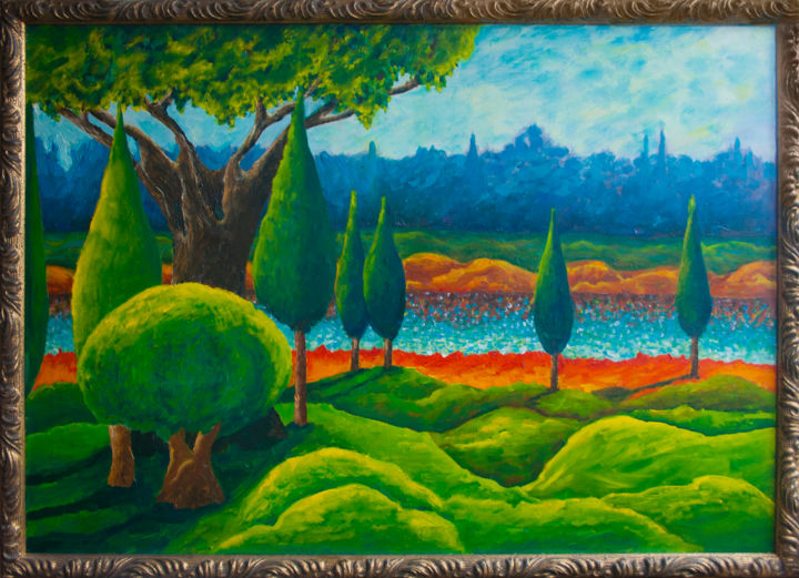 Картина под названием "Tuscany" - Yulia Bukharovskaya, Подлинное произведение искусства, Масло