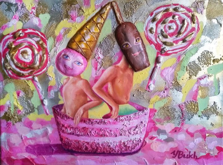 Картина под названием "Sweet carnival" - Yulia Bukharovskaya, Подлинное произведение искусства, Масло