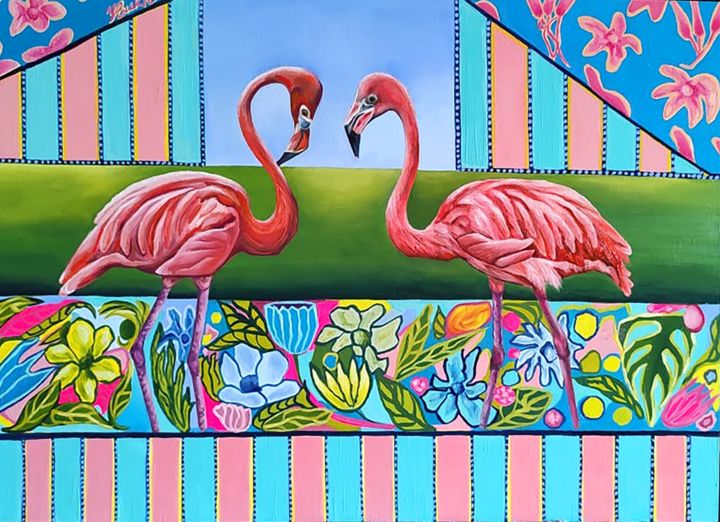 Ζωγραφική με τίτλο "A pink disco" από Yulia Bukharovskaya, Αυθεντικά έργα τέχνης, Λάδι