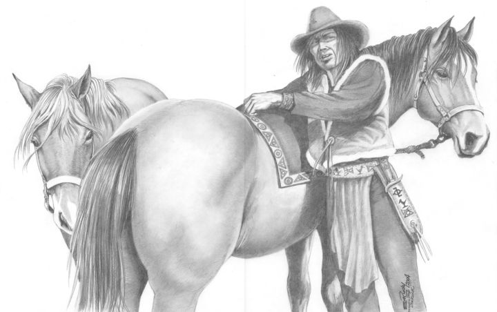 Drawing titled "Apache mezcalero" by El Rudy, Original Artwork, Pencil