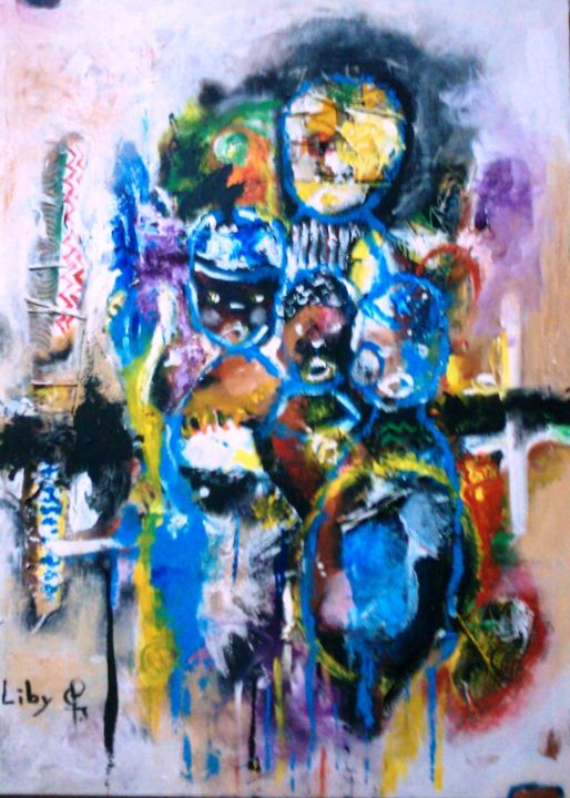 Schilderij getiteld "imag-0281.jpg" door Liby Lougué, Origineel Kunstwerk