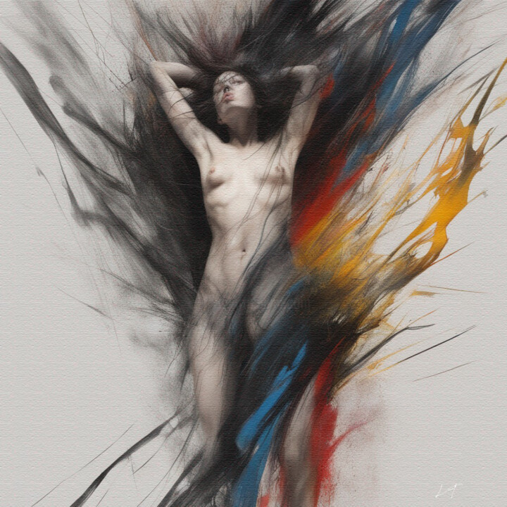 Painting titled "Nudo di donna a col…" by Licia Trobia, Original Artwork, Digital Painting
