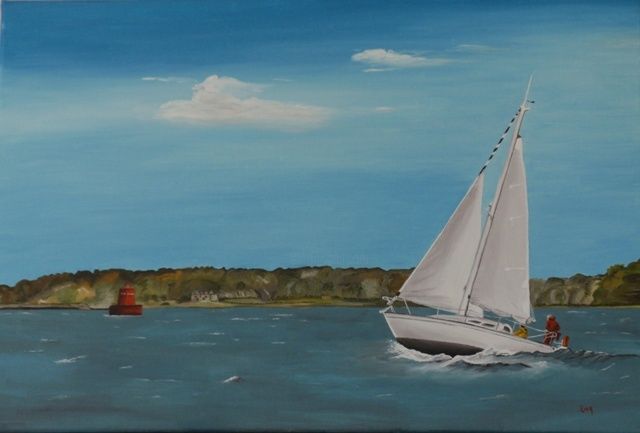 Peinture intitulée "GROS TEMPS SUR PORT…" par Lick, Œuvre d'art originale