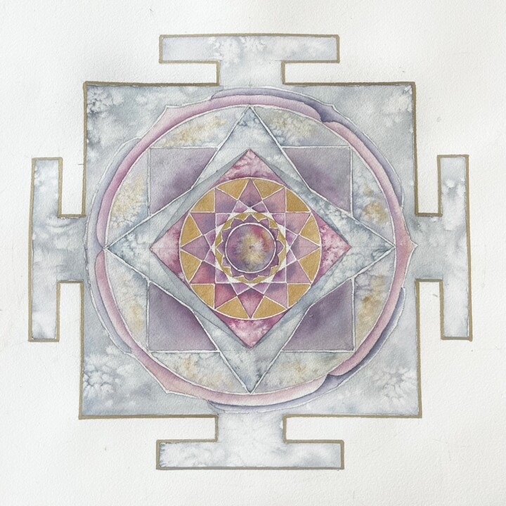 Schilderij getiteld "Venus Yantra" door Lida Khomyakova (Artelida), Origineel Kunstwerk, Aquarel