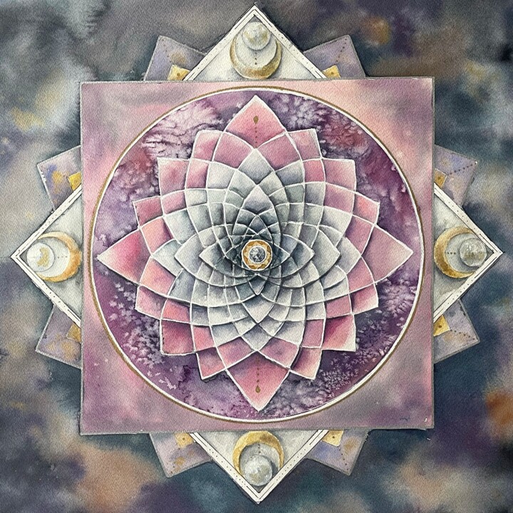 绘画 标题为“Flower. Mandala” 由Lida Khomyakova (Artelida), 原创艺术品, 水彩