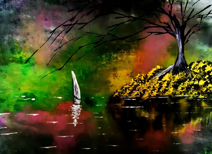 제목이 "Боль"인 미술작품 Артем Гаценко로, 원작, 아크릴 나무 들것 프레임에 장착됨