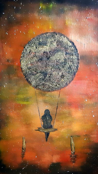 Картина под названием "Качель" - Артем Гаценко, Подлинное произведение искусства, Акрил Установлен на Деревянная рама для но…