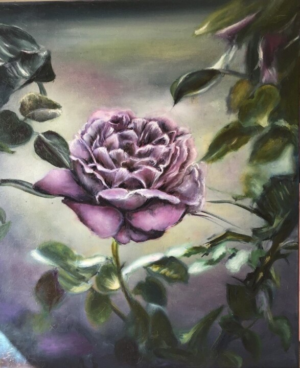 Painting titled "mystical rose" by Lidi Fon Rid, Original Artwork, Oil