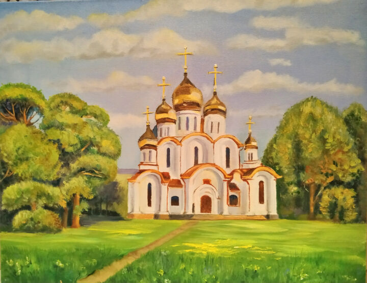 Peinture intitulée "Дорога к храму." par Lidiia Brel, Œuvre d'art originale, Huile