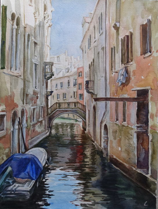 Peinture intitulée "Venice-2" par Lidia Epshtein, Œuvre d'art originale, Aquarelle