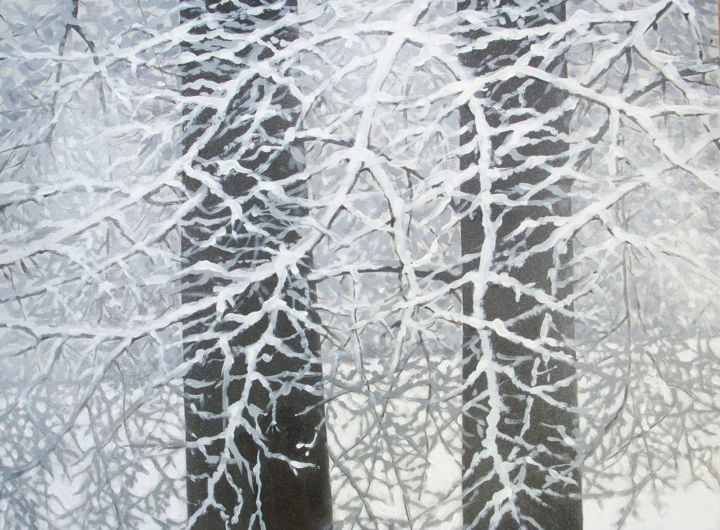Painting titled "Winter1" by Lidia Epshtein, Original Artwork, Acrylic