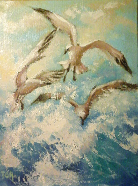 Peinture intitulée "Nel mare" par Lidia Tchoumakova, Œuvre d'art originale, Huile