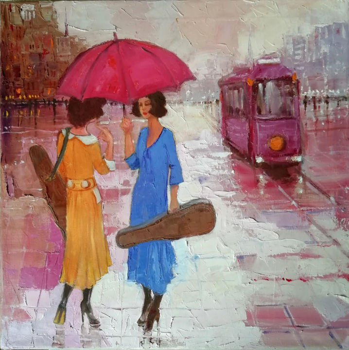 Painting titled "Prima delle prove" by Lidia Tchoumakova, Original Artwork, Oil