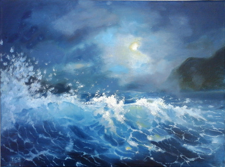 Pittura intitolato "Studio del mare" da Lidia Tchoumakova, Opera d'arte originale, Olio