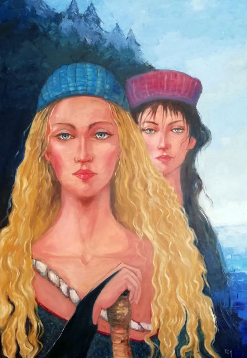 Картина под названием "Vikings" - Lidia Tchoumakova, Подлинное произведение искусства, Масло