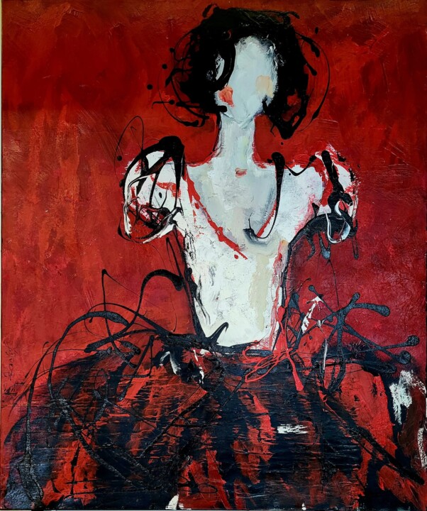 Pittura intitolato "RED BALLERINA" da Lidia Zadeh Petrescu, Opera d'arte originale, Acrilico