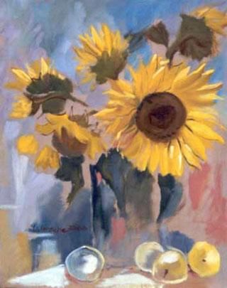 Painting titled "Tournesol 1" by Lyria, Original Artwork, Oil