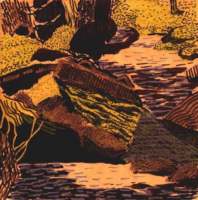 Zeichnungen mit dem Titel "Dans le bois" von Lyria, Original-Kunstwerk