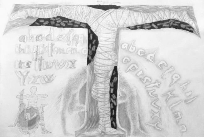 Zeichnungen mit dem Titel "Lettres" von Lyria, Original-Kunstwerk