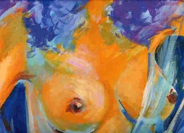 Peinture intitulée "Les seins" par Lyria, Œuvre d'art originale, Huile