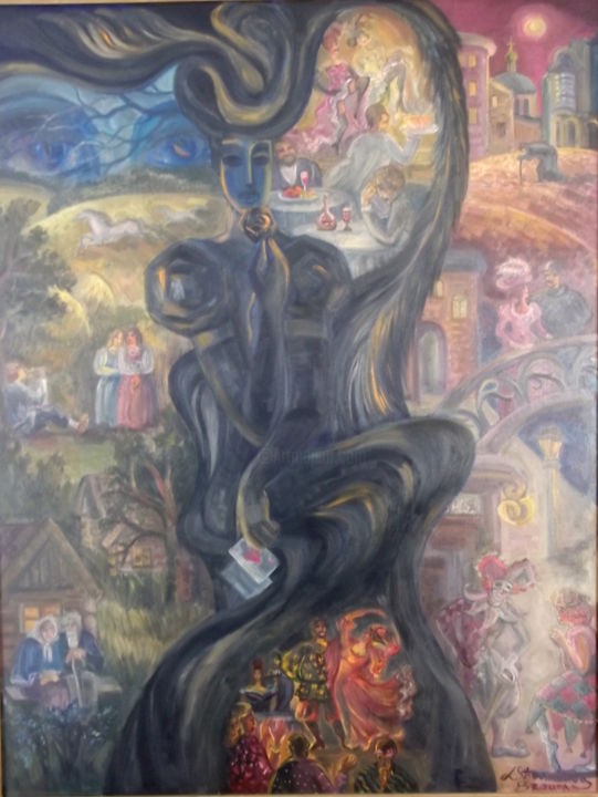 Peinture intitulée ""Незнакомка"" par Lidiia Shurpina, Œuvre d'art originale, Huile