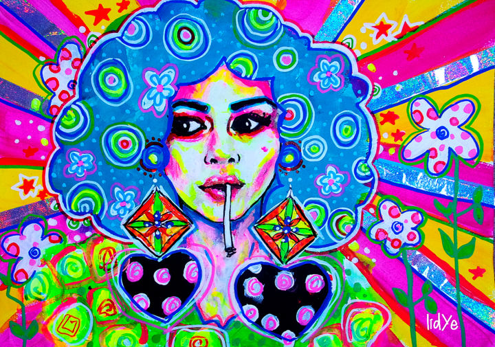 Peinture intitulée "Monica" par Lidye, Œuvre d'art originale, Acrylique