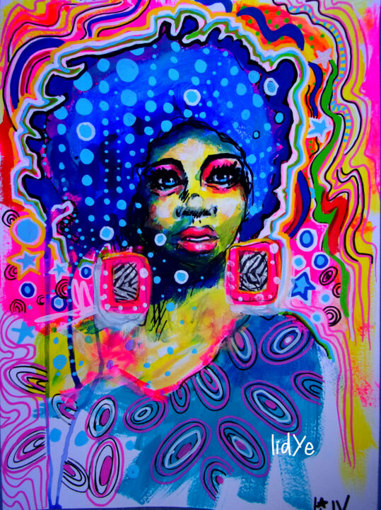 Painting titled "Nina S" by Lidye, Original Artwork, Acrylic