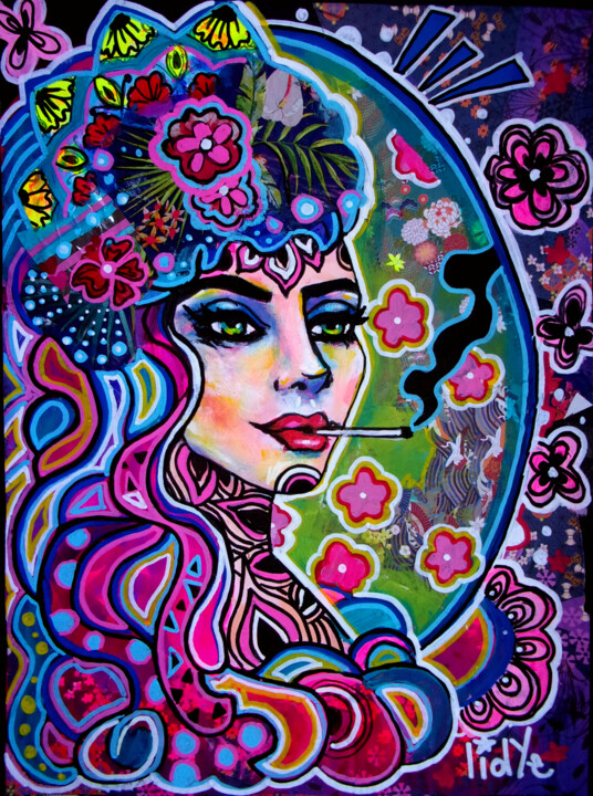 Painting titled "Gipsy Queen" by Lidye, Original Artwork, Acrylic