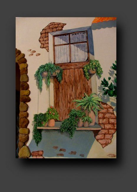 Painting titled "Балкон" by Marina Liessner, Original Artwork
