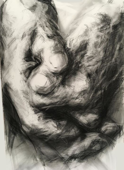 图画 标题为“held.jpg” 由Anne Hoover, 原创艺术品, 木炭