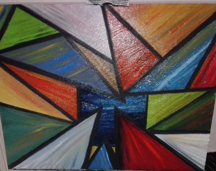 Painting titled "Jeux de triangles" by Mline, Original Artwork