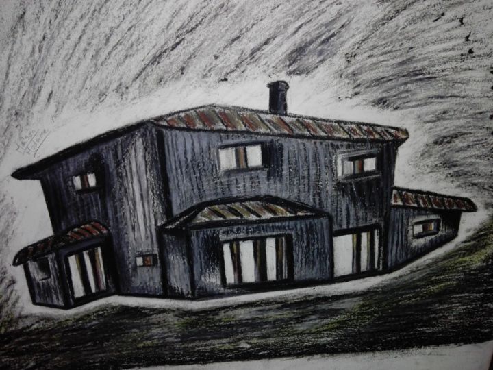 Malerei mit dem Titel "Dark house" von Mline, Original-Kunstwerk