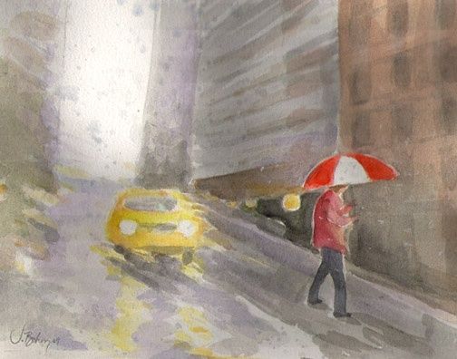 Painting titled "April Showers-New Y…" by Johanna Bohoy, Original Artwork