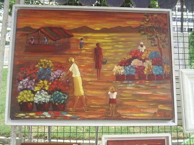 Painting titled "mercado das flores" by Ligia Spinelli, Original Artwork