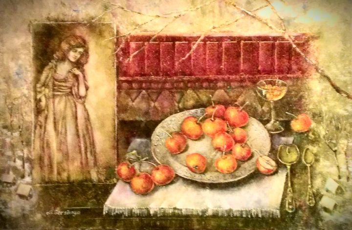 Картина под названием "Райские яблочки" - Liliya Gorskaya, Подлинное произведение искусства, Масло