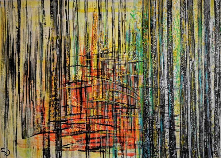 Schilderij getiteld "Trees landscape For…" door Lika Kakhidze, Origineel Kunstwerk, Acryl