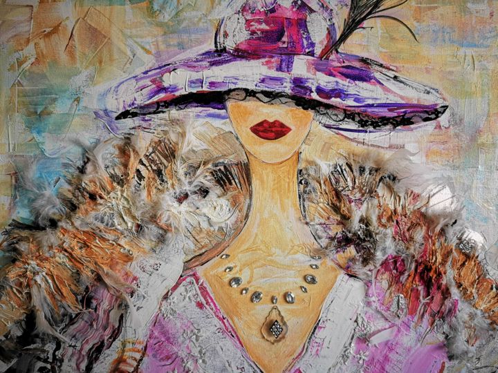 Abstract Beautiful Woman. Fashion Illustration. Acrylic Painting