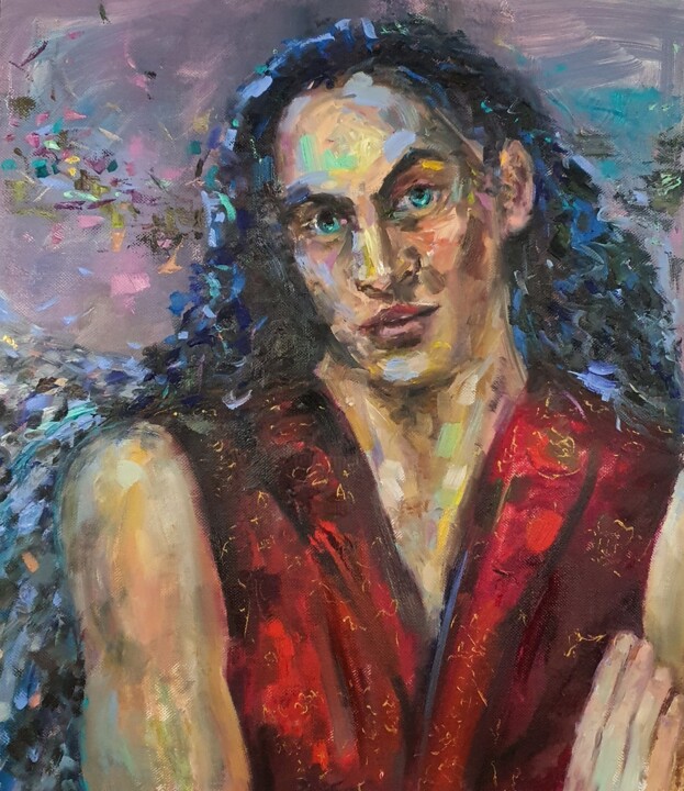 Painting titled "Демон" by Lika Meller, Original Artwork, Oil