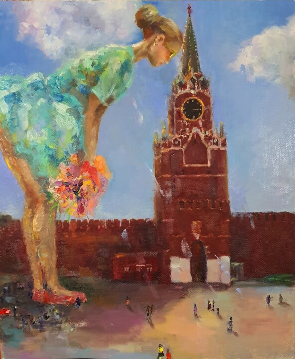 Schilderij getiteld "Моя Москва" door Lika Meller, Origineel Kunstwerk, Olie