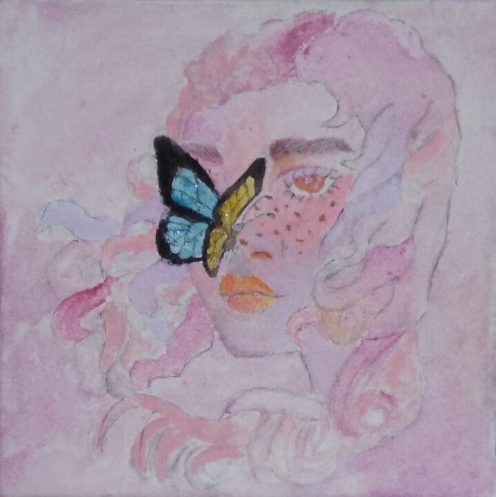 Painting titled "свободная бабочка 🦋" by Lilia Kozirska, Original Artwork, Acrylic Mounted on Wood Panel