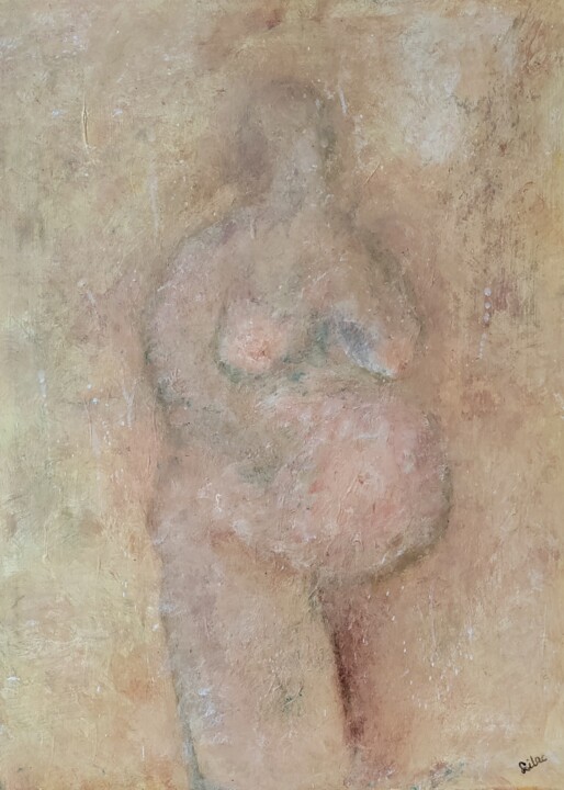 Schilderij getiteld "Lady in clay" door Lilac, Origineel Kunstwerk, Acryl