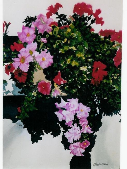 Картина под названием "Petunia Cascade" - Margaret Older, Подлинное произведение искусства