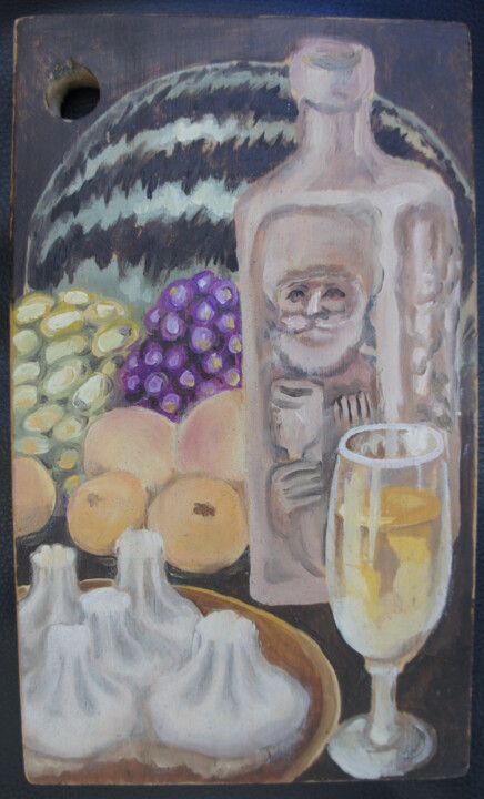 Painting titled "Кухонная доска 1" by Lili Pic, Original Artwork, Oil