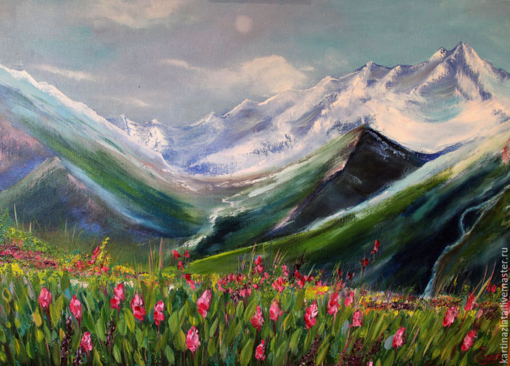 Painting titled "Field of hope" by Lili White, Original Artwork, Acrylic