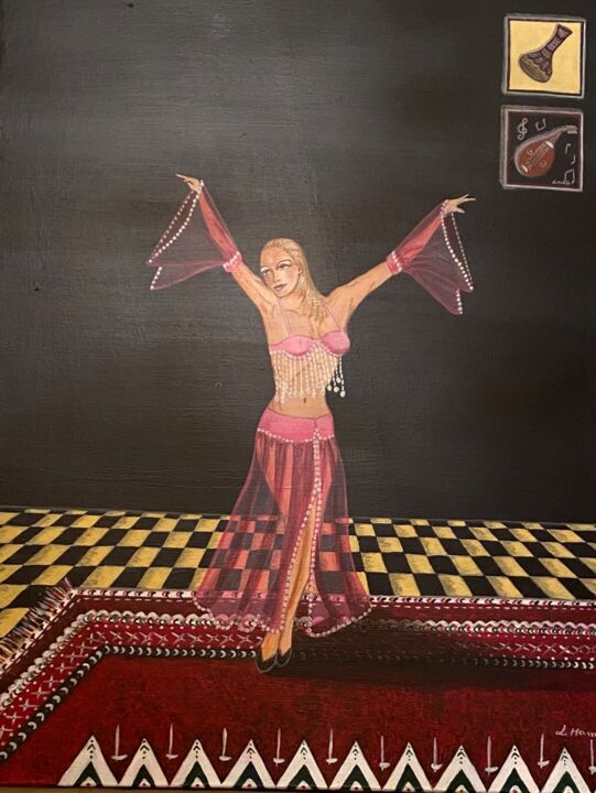 Painting titled "Danseuse orientale" by Lilia Hamida, Original Artwork, Acrylic